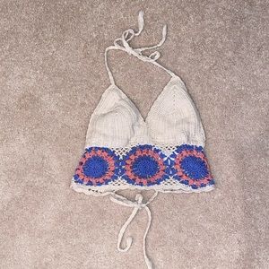 Woven halter crop top